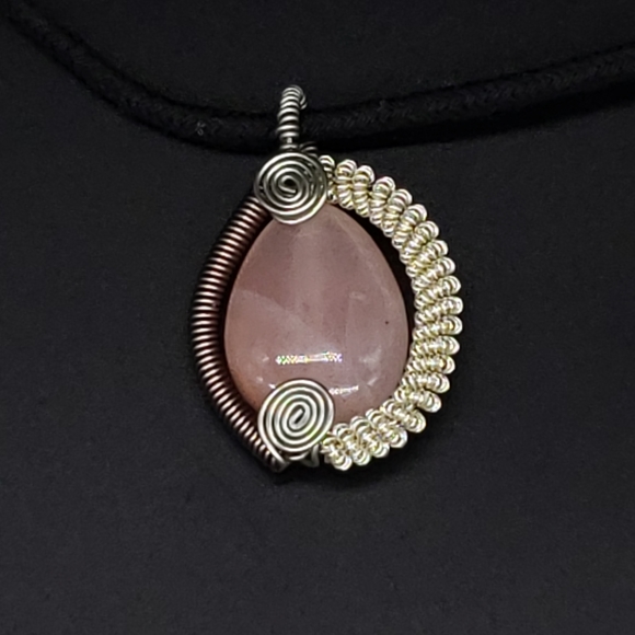 Wire Wrapped Rose Quartz Pendant Necklace - Picture 8 of 9